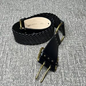 Worth black weaved leather belt with gold hardware size medium